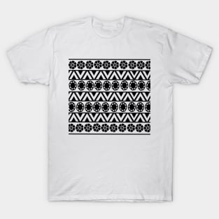 Black and white floral geometric pattern T-Shirt